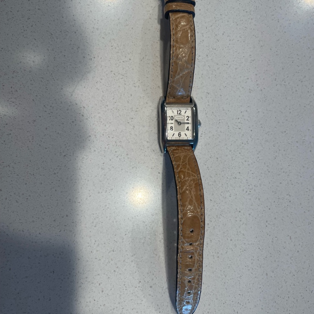 Coach Brown Leather Strap Silver Watch